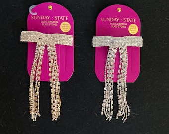 Pinza para el cabello con lazo de cristal y cintas de diamantes de imitación (doradas o plateadas)