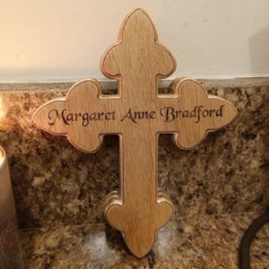 Personalized Wooden Cross - Laser Engraved Hardwood- The Perfect Gift for Wedding, Baptism, First Communion, Confirmation, or Any Occasion!