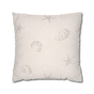 Seashell Starfish Cushion Cover, Sand Taupe Cream Beach Throw Pillow, Modern Elegant Beach House Home Decor, Coastal Reverie Collection
