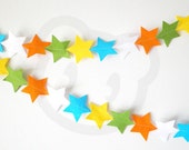 Jungle Boy Star Garland - made with wool blend felt in bright jungle colours, perfect for baby room or parties