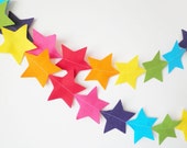 Big Rainbow Star Garland - made with wool blend felt in bright rainbow colours, perfect for kids room or birthday