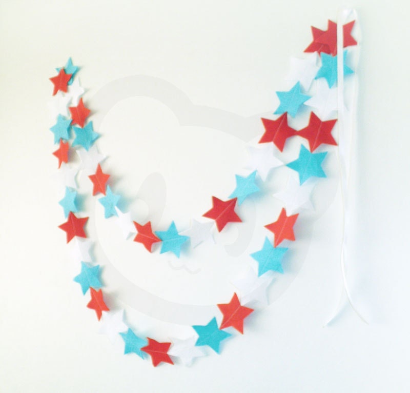 Felt Star Garland Red white & blue wool blend felt bunting