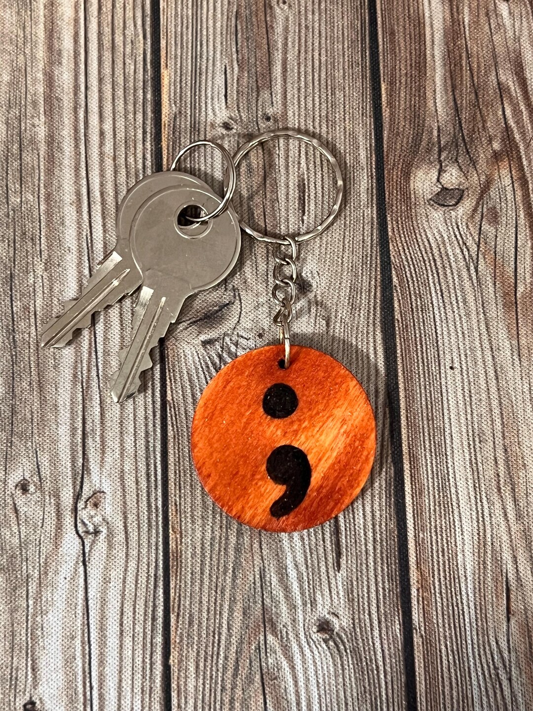 Semicolon Wood Keychain: Stained Painted Mental Health Awareness Gift ...