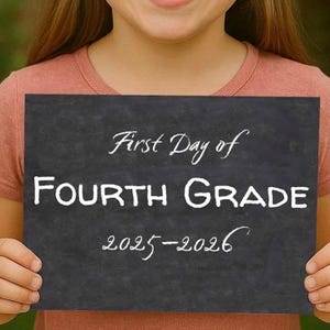Panneau First Day of 4th / 4th Grade 2025-2026 : tableau photo accessoire (téléchargement numérique)