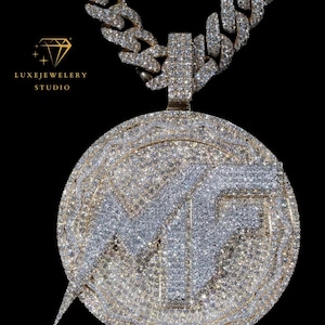 Custom MF Pendant | Iced Out Hip Hop Pendant | Moissanite Diamond Bling Piece | Statement Jewelry for Men | Personalized Rap Chain