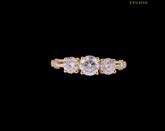 14kt Yellow Gold Lab-Grown Diamond Engagement Ring Set - 1.35ct Total