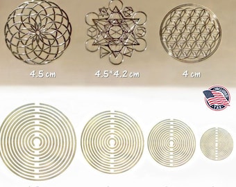 Sacred Geometry Stickers Set - 7 Pieces of Golden Metal Stickers 2-5 cm