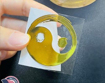Tai Chi Gold Metal Stickers | Yin Yang Taichi Pinselstrich Aufkleber