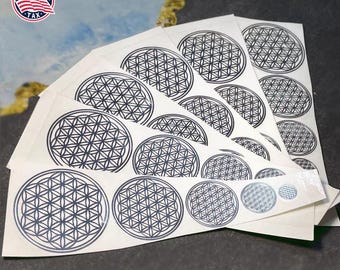 Set of Flower of Life Metal Stickers 1cm-5cm | Sacred Geometry | Phone Laptop Decal