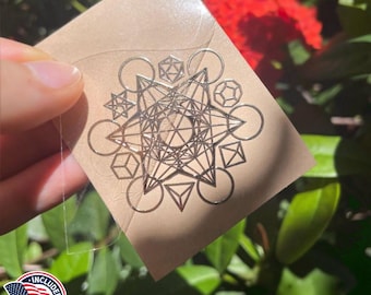 3pcs Metatron's Cube Metal Sticker 4.6cm~4.2cm | Sacred Geometry Golden Sticker