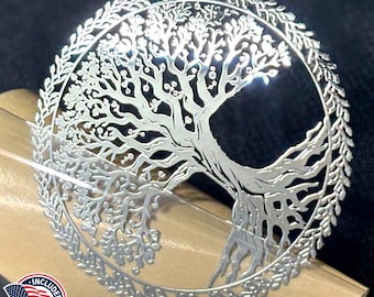 4-6cm Metal Stickers of the Tree of Life Sacred Geometry Decals - 3 pieces
