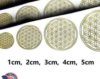 Set of Flower of Life Metal Stickers 1cm-5cm | Sacred Geometry | Phone Laptop Decal
