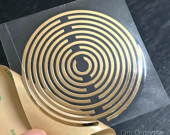 2-10cm Metal Sticker MWO Lakhovsky Multiwave Oscillator Sacred Geometry Decal - Gold