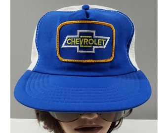 Vintage Chevrolet Chevy Patch Blue White Mesh Trucker Snapback Cap Hat