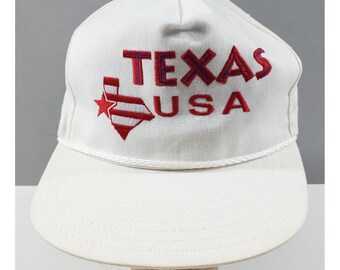 Vintage Texas USA White Rope Strapback Baseball Hat Cap