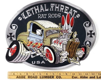 Lethal Threat Rat Rod Roadster Embroidered Large Jacket Shirt Patch 13.5 x 10.5