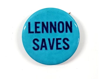 1960s Lennon Saves Protest Hippie Counter Culture Blue Pinback Button