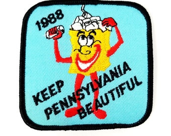 Vintage 1988 Keep Pennsylvania PA Beautiful Trashcan Environment Patch 3"