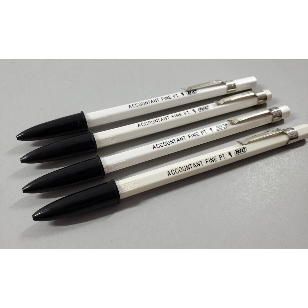 4 Vintage BIC Accountant Fine Point Black Ink Ball Pen Lot of 4 NEW Etsy