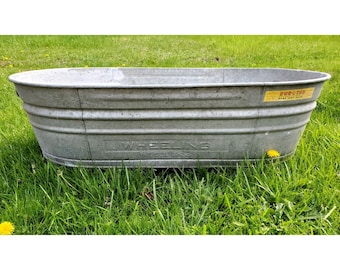 Vintage Large Wheeling 42" Oval Galvanized Zinc Dub-L-Tub Metal Farm Wash Tub-Local Pick Up ONLY