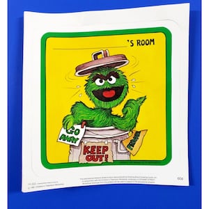 1981 Vintage Oscar Grouch Muppets Sesame Street Drawing Board Greetings Sticker