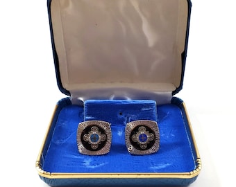 Vintage First Catholic Slovak Union Mens Silvertone Cuff Links in Case