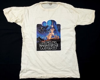 70s Vintage Star Wars Movie Hildebrant Poster 1977 Ringer T-Shirt M Medium