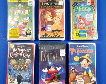 Lot 6 Vintage NEW Sealed Disney VHS Little Mermaid/Pinocchio/Fantasia/Muppets