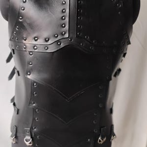 Black Leather Chest Armor: Medieval Viking Knight Breastplate, LARP Cosplay