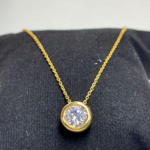 2Ct Round Cut Lab Grown Diamond Pendant Necklace in 14K Yellow Gold with 18 Inch Chain
