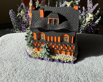Vintage Halloween Lighthouse Jewelry and Trinket Box, Hand-Painted OOAK