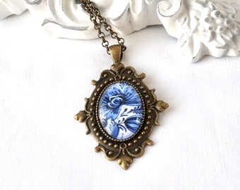 dutch necklace delft blue pendant dutch jewelry delft blue necklace