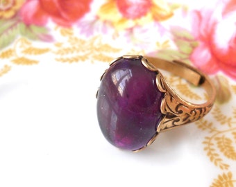 amethyst stone ring purple gemstone ring amethyst jewelry stone jewelry brass ring