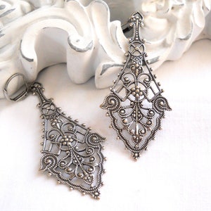 victorian silver filigree pendant earrings victorian dangle earrings