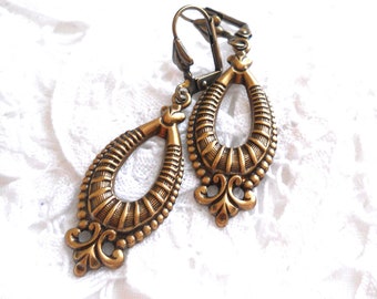 victorian teardrop earrings victorian style dangle earrings brass earrings