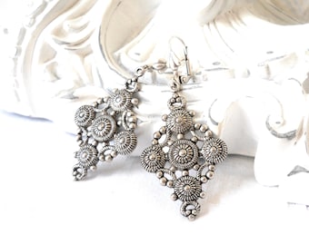 silver filigree pendant earrings victorian dangle earrings victorian pendants