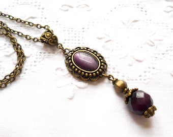 paarse Victoriaanse hangketting Victoriaanse ketting paarse sieraden paarse Victoriaanse sieraden