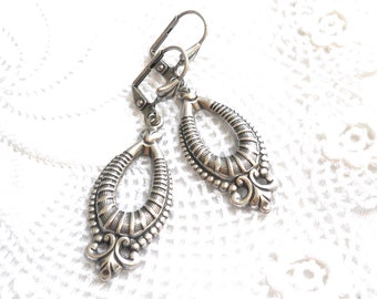 victorian teardrop earrings victorian style dangle earrings silver earrings