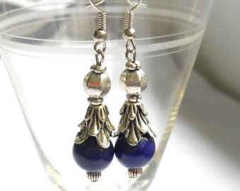 blue dangle earrings,  blue and white porcelain jewelry