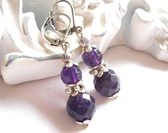 amethyst dangle earrings genuine amethyst drop earrings victorian purple earrings