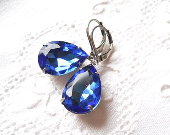 blue rhinestone dangle earrings victorian blue dangle earrings victorian jewelry crystal earringss