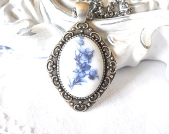 blue and white necklace Delft delft blue style necklace dutch pendant necklace