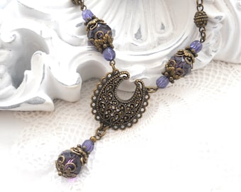 purple victorian necklace purple necklace victorian jewelry