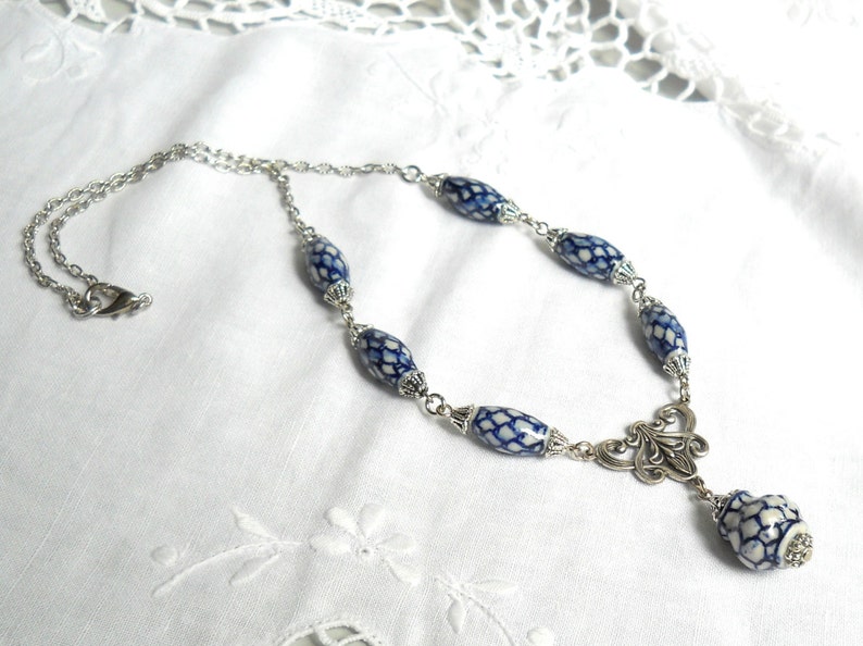 delft blue necklace blue necklace blue and white necklace delft blue style necklace delft blue jewelry