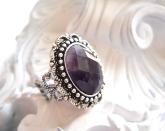 faceted amethyst ring sturdy victorian silver filigree ring amethyst jewelry