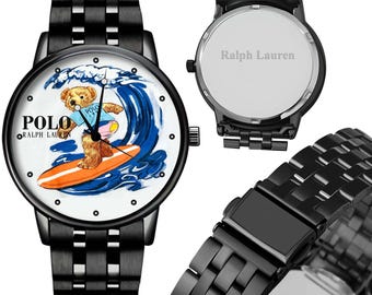 Surf Bear Watch Unisex Alloy & Leather Band, Waterproof