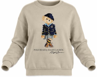 Bear Sweatshirt | Polo Bear Graphic Crewneck