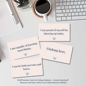 Afdrukbare collegeaffirmaties – 30 positieve offertekaarten voor studenten – geestelijke gezondheidszorg – motiverende digitale download