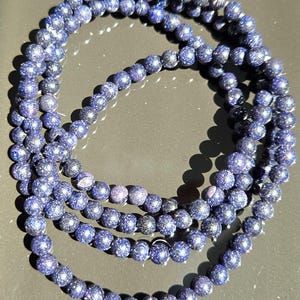 Blue Sandstone Crystal Beaded Stretchy Bracelet