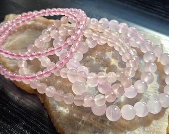 Rose Quartz Crystal Beaded Stretchy Bracelet